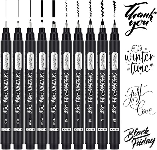 PANDAFLY Calligraphy Pen, 10 Size Calligraphy Pens by PANDAFLYArtSupplies