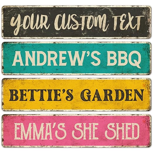 Custom Rustic Sign, Personalized Decor Street Signs Gift, 32x8 Inches, Fade by SigoSigns