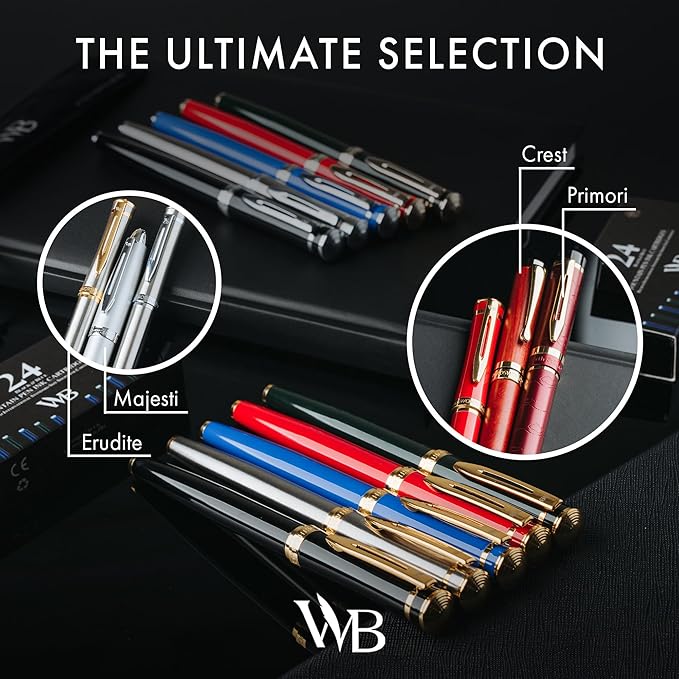 Wordsworth & Black Fountain Pen Set, 18K Gilded Extra Fine Nib, Includes 24 - Image 9