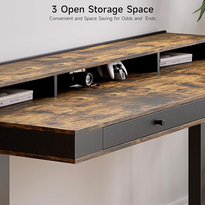Standing Desk with Drawers, 47x23.6" Whole Piece Electric Stand Up Desk with - Image 6