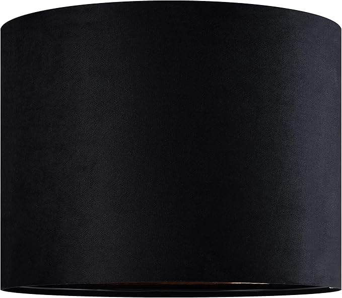 GO&SO Black Velvet Lamp Shades Set of 2 Large Drum Lampshades -16" Top x 16" - Image 6