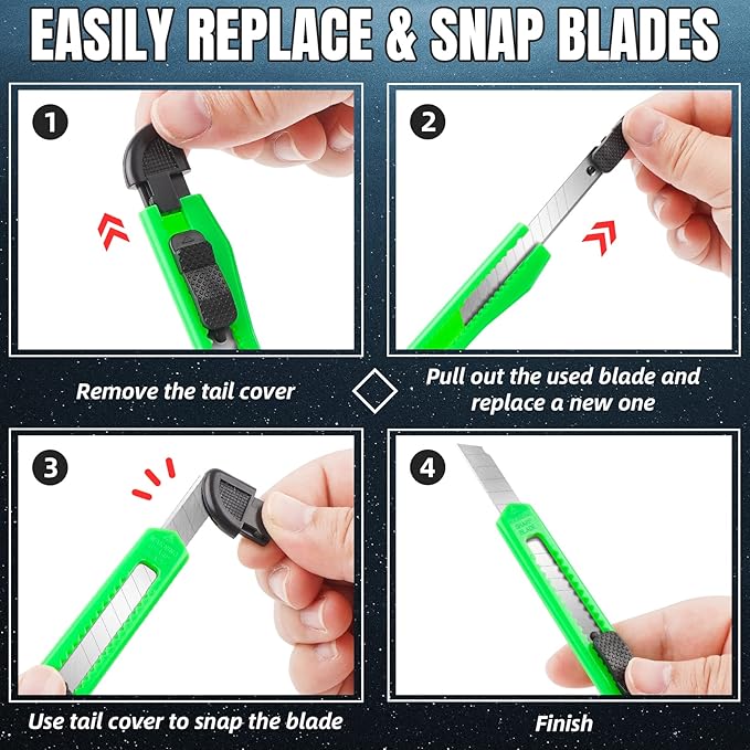 TIFICAL 10 Pack Box Cutter Retractable, 9MM Snap-Off Blade Utility Knife - Image 6