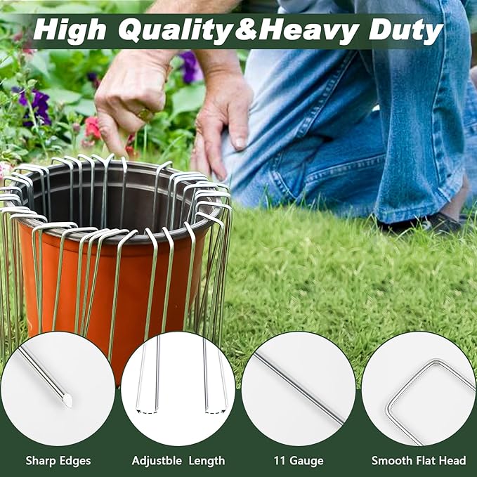FEED GARDEN 6 Inch 25 Pack Galvanized Landscape Staples 11 Gauge Anti-Rust - Image 5