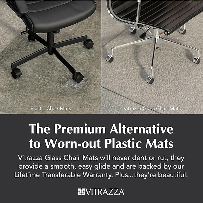 Vitrazza Glass Chair Mat 42” x 42” Superior ¼ Thick, Luminoso Low-Iron Ultra - Image 2