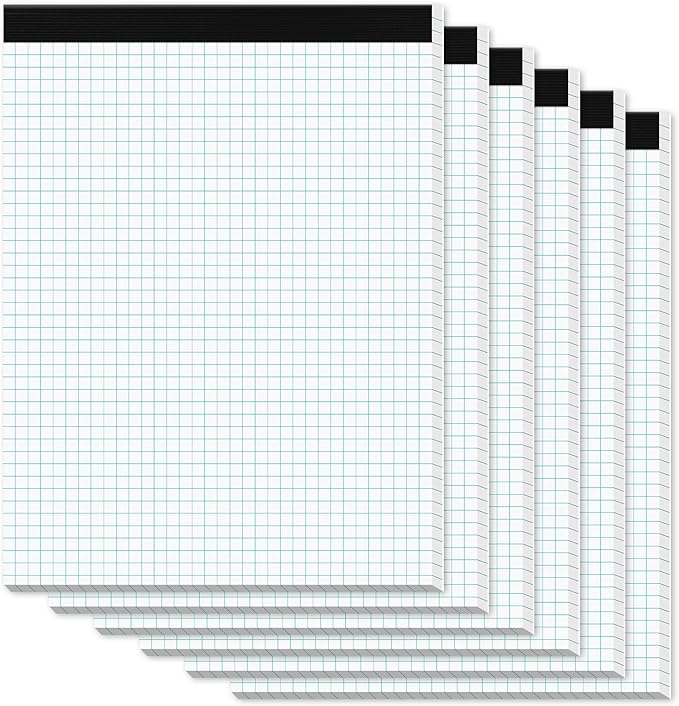 Zaviko Graph Paper Pads 8.5 x 11, 6 Pack, 4x4 Blue Quad Grid Paper Pad by Home