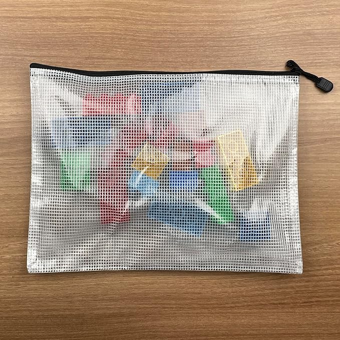 Oaimyy-18 Pcs, Plastic Mesh Zipper Pouch Document Folders Bag Zipper Zip File - Image 8