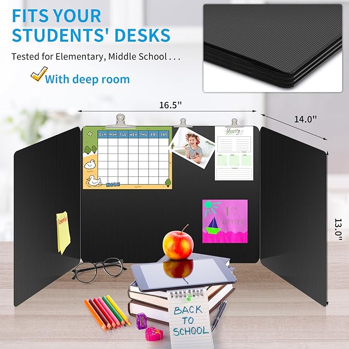 12 Pack Black Desk Dividers for Students, Privacy Shields Folder for Students - Image 5