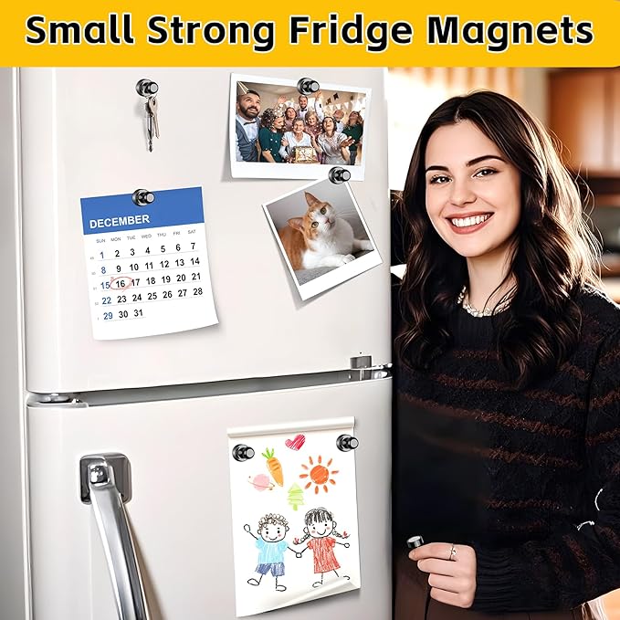 VNDUEEY 60Pcs Black Fridge Magnet Refrigerator Magnets, Magnets - Image 2