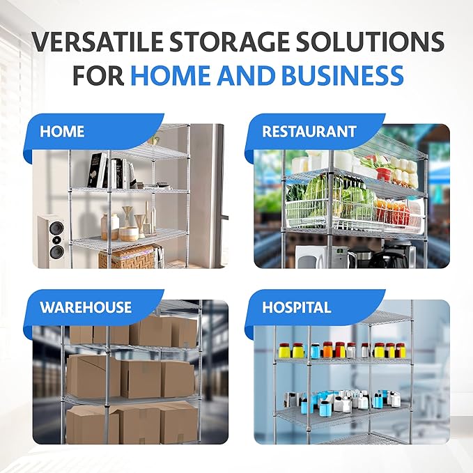 4000 LBS Heavy Duty Metal Shelving Unit – 36x18x76 NSF 5-Tier Wire Rack - Image 9