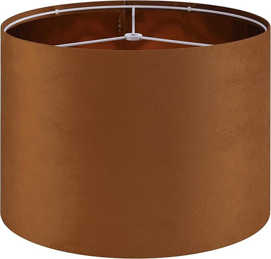 GO&SO Large Lampshade Replacement, Burnt Orange Velvet Drum Lamp Shades Set of by GOSO