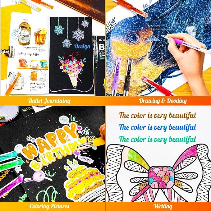 Soucolor Glitter Gel Pens for Adult Coloring Books, Christmas|Birthday Gifts - Image 7