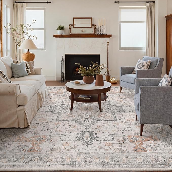 GENIMO 8x10 Area Rugs for Living Room, Machine Washable Non Slip Vintage Rugs - Image 8