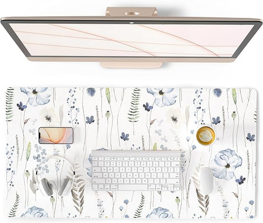 QIYI Large Mouse Pad for Desk, Floral Desk Mat for Desktop, Women Girls Office by QIYI