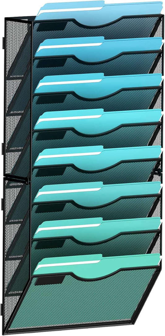 Gawerk 8-Tier Wall File Organizer Hanging Wall File Holder Wall Mount Paper by Gawerk