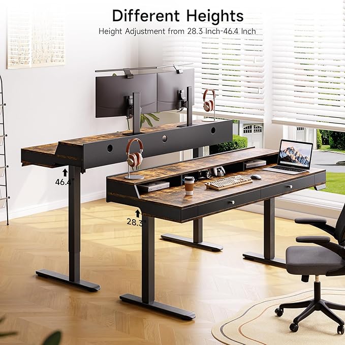 ONBRILL Standing Desk with Drawers, 55x23.6 Electric Stand Up Desk with Storage - Image 7