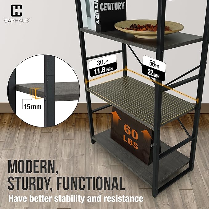 CAPHAUS 6 Tier Bookshelf, 24 Inch Width Free Standing Shelf, Bookcase Shelf - Image 6