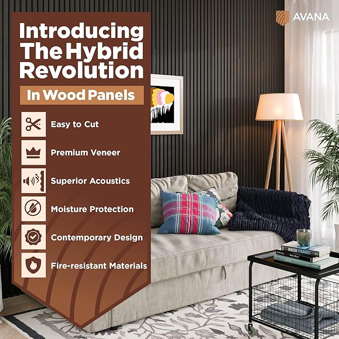 Avana Acoustic Wood Wall Panels – 94.4 X 12.6 Inch Smoke Oak Acoustic Panels 2 - Image 2