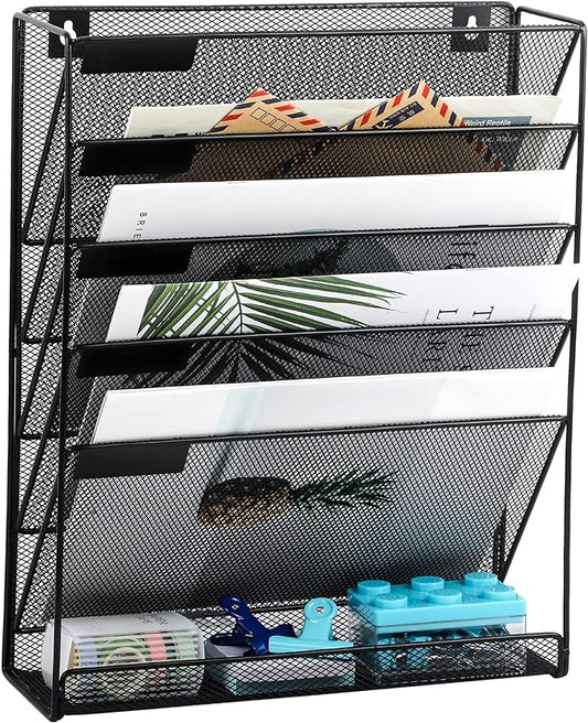EASEPRES Desk File Organizer Mesh 6-Tier, Hanging Wall Mount Document by EASEPRES