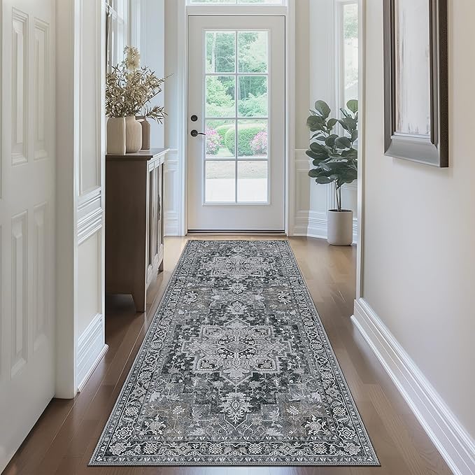 GENIMO 2'6''x12 Runner Rugs for Hallway, Machine Washable Non Slip Vintage Rugs - Image 2