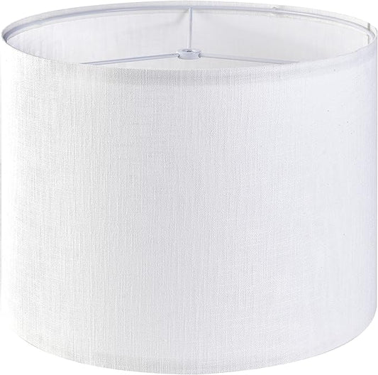 GO&SO White Textured Drum lampshade Medium Lamp Shade 13" Top x 13" Bottom x by GOSO
