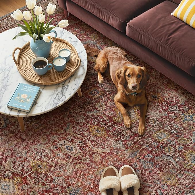 GENIMO 9x12 Area Rugs for Living Room, Machine Washable Non Slip Vintage Rugs - Image 3
