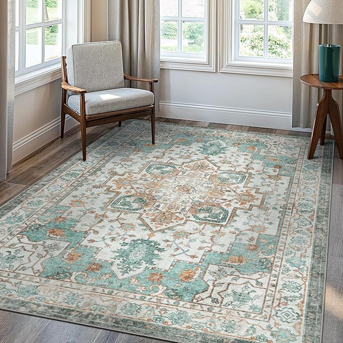 GENIMO 10x12 Area Rugs for Living Room, Machine Washable Non Slip Vintage Rugs - Image 2