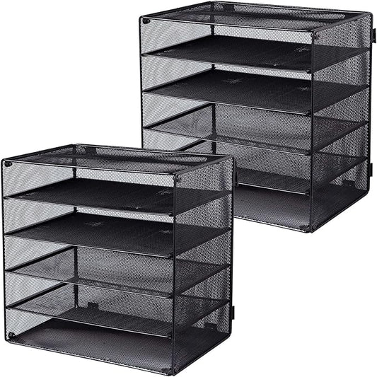 EASEPRES 5 Slot Mesh Desk Organizer Tray, File Paper Letter Folder Holder by EASEPRES