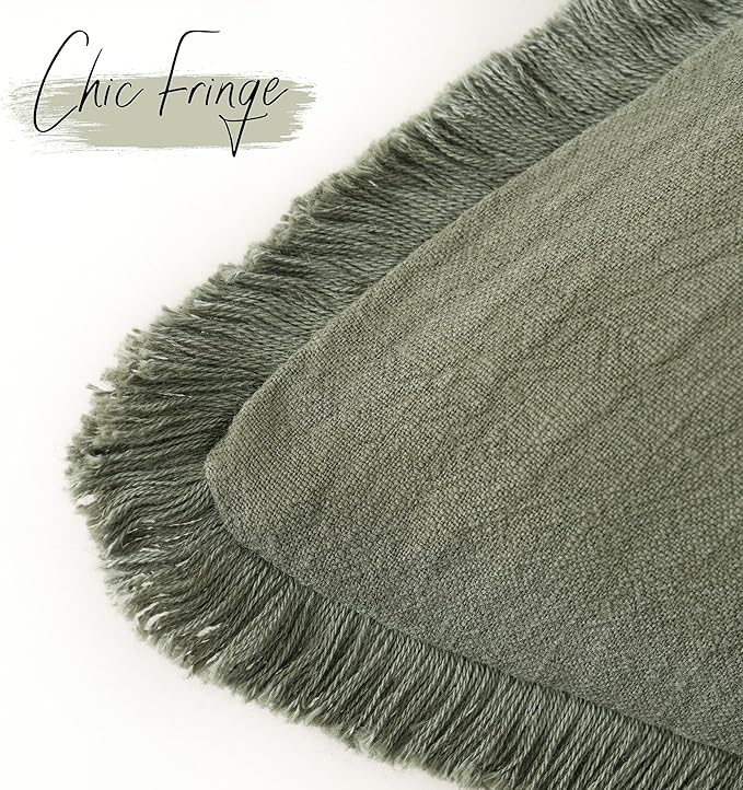 Foindtower Set of 2 Decorative Linen Fringe Throw Pillow Covers Cozy Farmhouse - Image 3