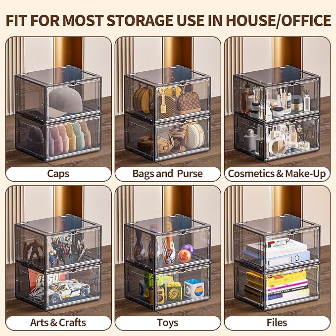 TOFWOF 6 Pack XX Large Shoe Organizer, Heavy-Duty Hard Thicken Plastic Clear - Image 8