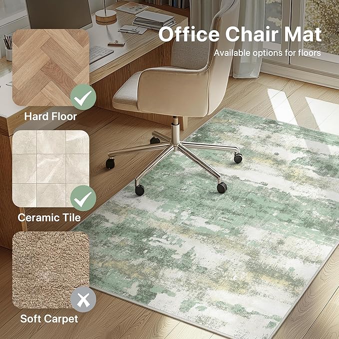 Office Chair Mat for Hardwood Tile Floor, Abstract 48"X 72" Desk Mats for - Image 3