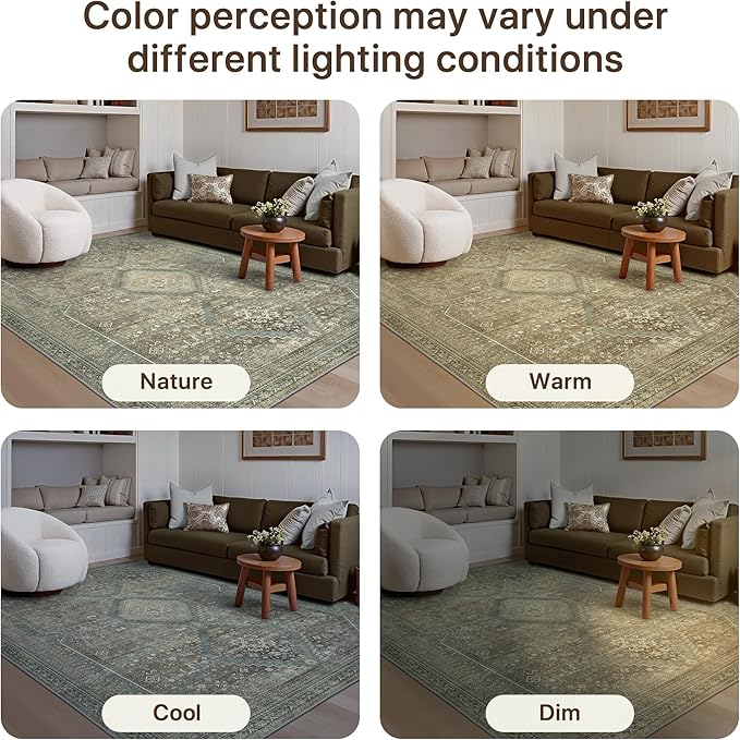 GENIMO 9x12 Area Rugs for Living Room, Machine Washable Non Slip Rugs, Low Pile - Image 6
