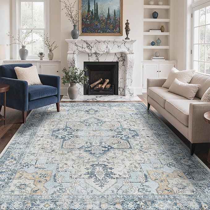 GENIMO 5x7 Area Rugs for Living Room, Machine Washable Rug, Non Slip Vintage by GENIMO
