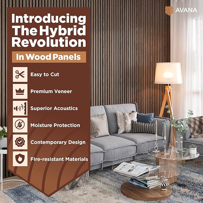 Avana Acoustic Wood Wall Panels – 47.2 X 12.6 Inch Walnut Acoustic Panels 2 PCs - Image 2