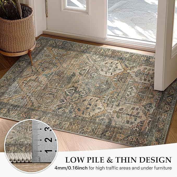 GENIMO 3x5 Area Rugs for Living Room, Machine Washable Non Slip Vintage Rugs - Image 7