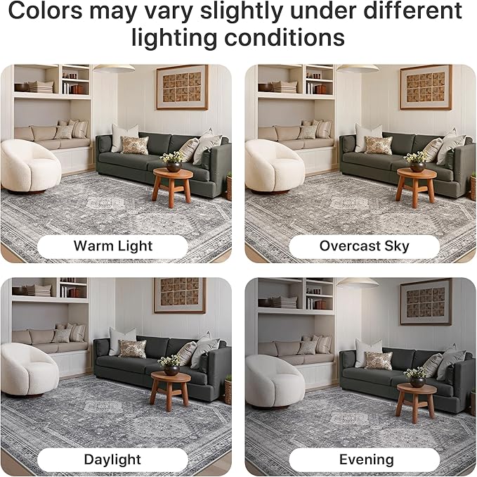 GENIMO 8x10 Area Rugs for Living Room, Machine Washable Non Slip Rugs, Low Pile - Image 8