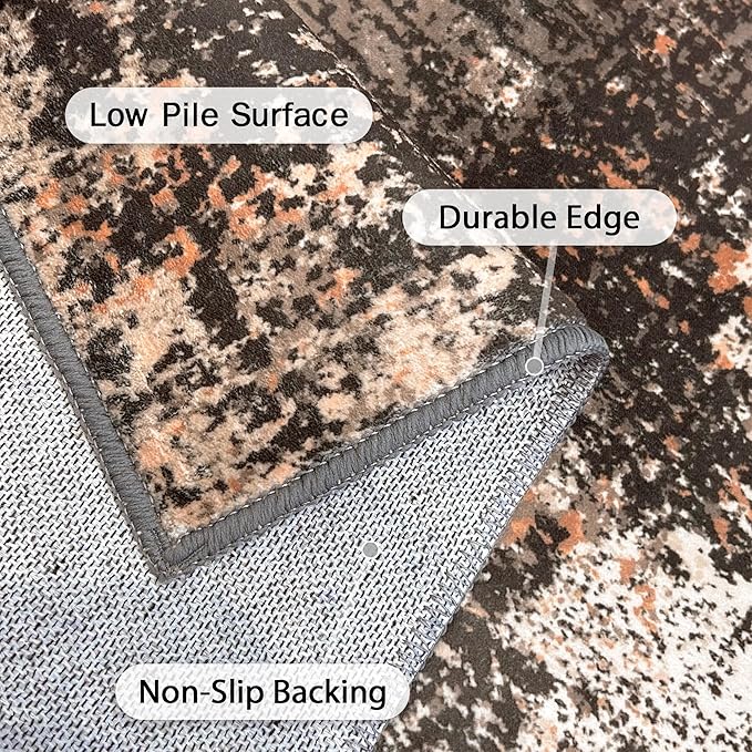 GENIMO Washable Area Rugs for Living Room, 9x12 Vintage Non Slip Rugs, Low Pile - Image 9