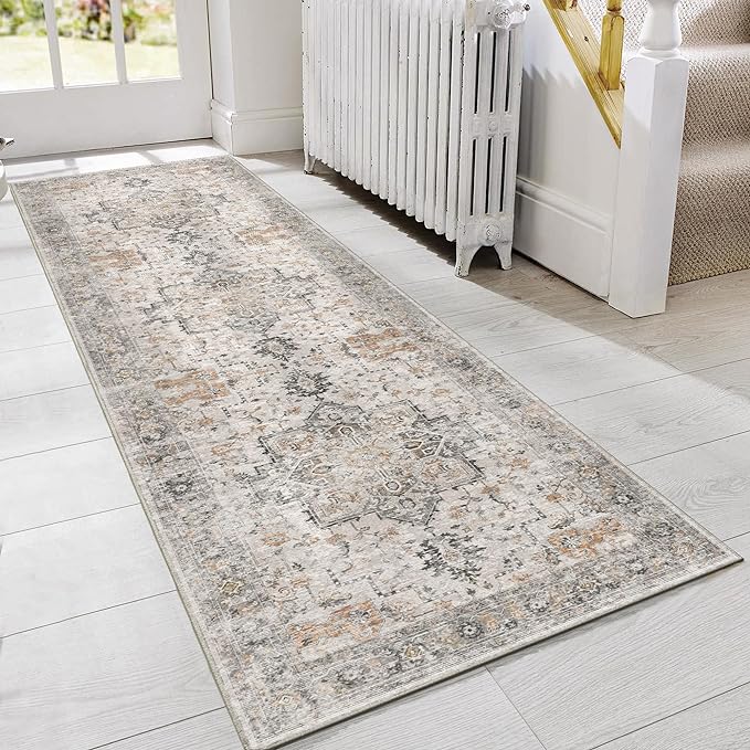 GENIMO Runner Rug 2x8 Non Slip Vintage Hallway Runner Rug, Low Pile Lightweight by GENIMO