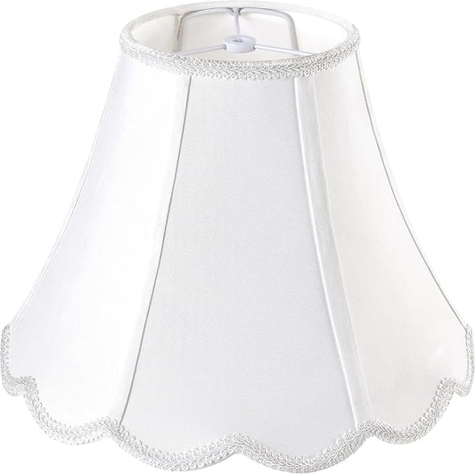 GO&SO Off White Bell Lamp Shade Medium, Scalloped Lampshade Braids by GOSO