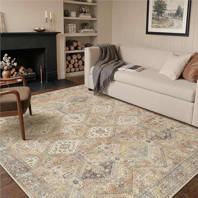 GENIMO 5x7 Area Rugs for Living Room, Machine Washable Non Slip Vintage Rugs by GENIMO