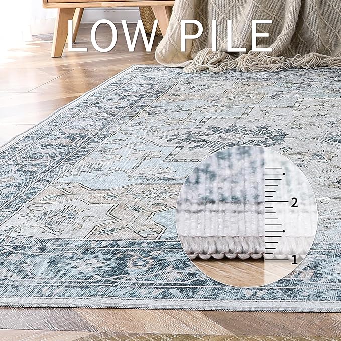 GENIMO 9x12 Area Rugs for Living Room, Machine Washable Non Slip Vintage Rugs - Image 6