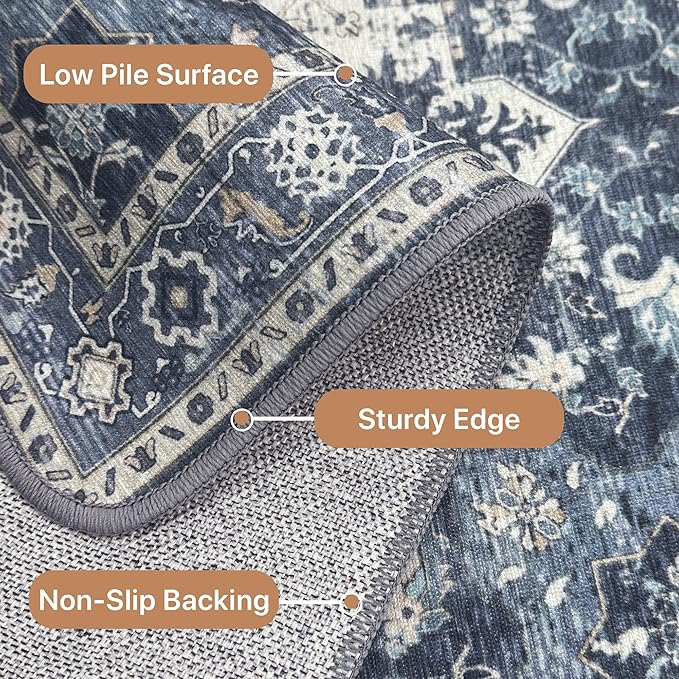 GENIMO 2'6"x8 Runner Rugs for Hallway, Machine Washable Non Slip Vintage Rugs - Image 5