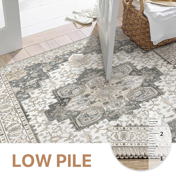 GENIMO 8x10 Area Rugs for Living Room, Machine Washable Non Slip Vintage Rugs - Image 4