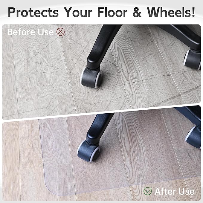 HOMEK Office Chair Mat for Hardwood Floor, 48” x 40” Crystal Clear Hard Floor - Image 2