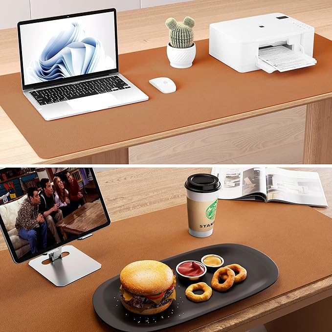 Aothia Double-Sided Desk Pad, Leather Desk Mat, Eco Cork Desk Pad Protector - Image 6