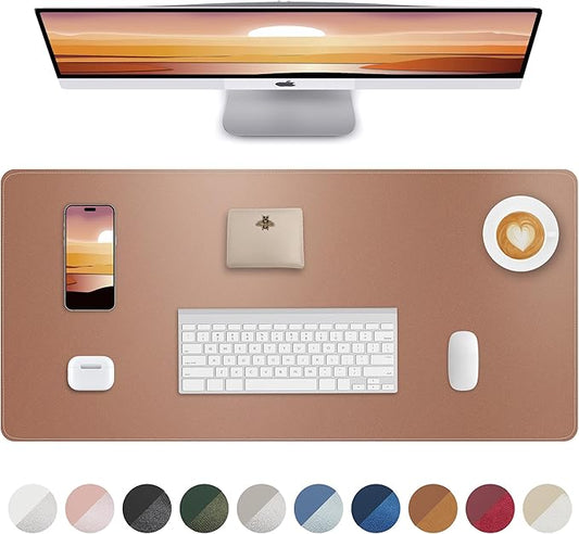 Leather Desk Pad Protector, Mouse Pad, Office Desk Mat, Non-Slip PU Leather by AFIING