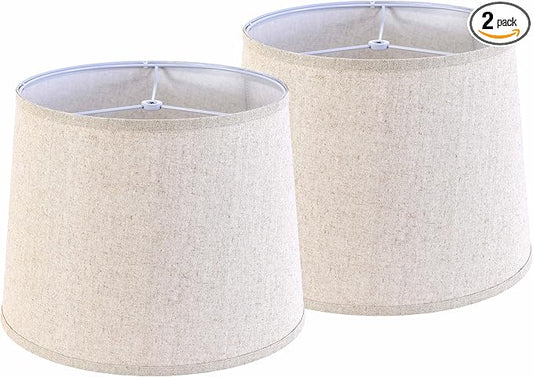 Beige Fabric Lamp Shade Set of 2 Medium Lamp Shades-11"×13"×10" Inch, by GOSO