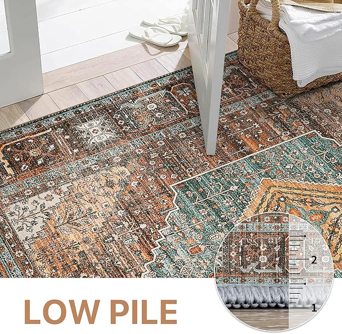 GENIMO 2x5 Runner Rugs for Hallway, Machine Washable Non Slip Vintage Retro Rugs - Image 4