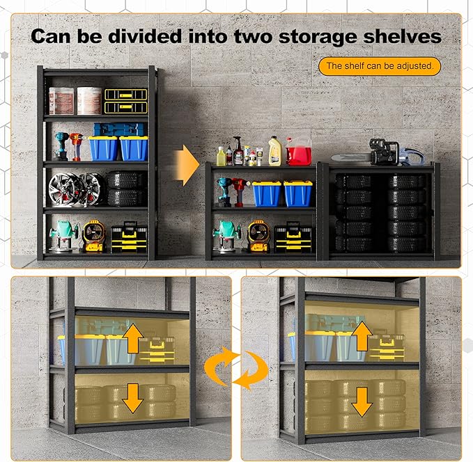 Storage Shelves with Pegboard, 72“*48" Wide 24”Heavy Duty Garage Shelving Units - Image 5
