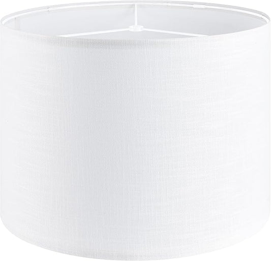 White Linen lampshades Large Drum Lamp Shade 16" Top x 16" Bottom x 12" High by GOSO