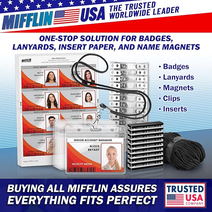 MIFFLIN Large Vertical ID Badge Holders, Plastic Nametag Covers - Image 8